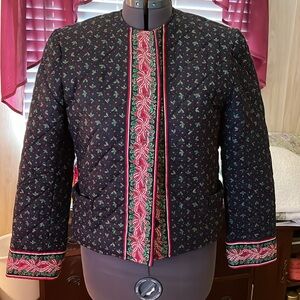 Vera Bradley Holiday Coat Quilted Button Front Women's Medium